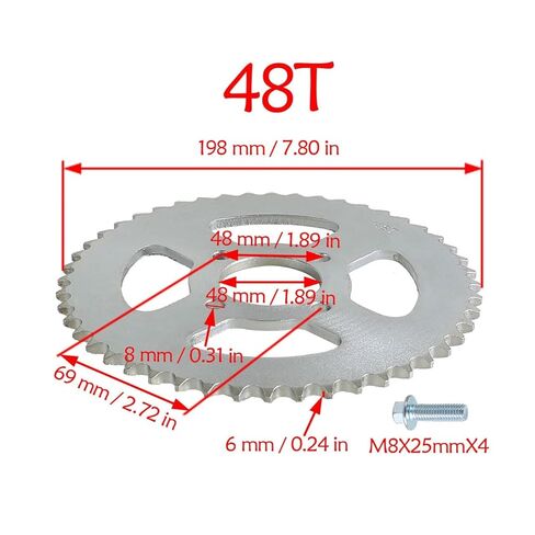 420 48T Rear Chain Sprocket ID: 48mm 48 Tooth Rear Sprocket Cog for Go Kart 32" Axle ATV UTV Drift Trike Quad Buggy Four Wheelers Pit Dirt Bike Motorcycle 50cc 70cc 90cc 110cc 125cc in Kuwait