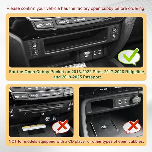 درج منظم وحدة التحكم المركزية متوافق مع Honda 2016-2022 Pilot / 2017-2025 2026 Ridgeline / 2019-2025 ملحقات جواز السفر، صينية تخزين جيب مكعب قابلة للسحب (فقط للطرز ذات الحجرة المفتوحة) in Kuwait