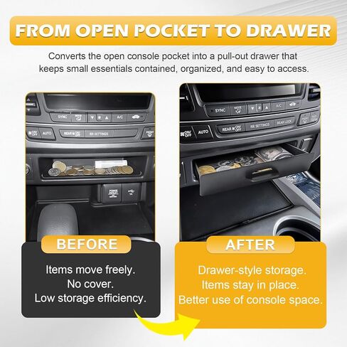 درج منظم وحدة التحكم المركزية متوافق مع Honda 2016-2022 Pilot / 2017-2025 2026 Ridgeline / 2019-2025 ملحقات جواز السفر، صينية تخزين جيب مكعب قابلة للسحب (فقط للطرز ذات الحجرة المفتوحة) in Kuwait