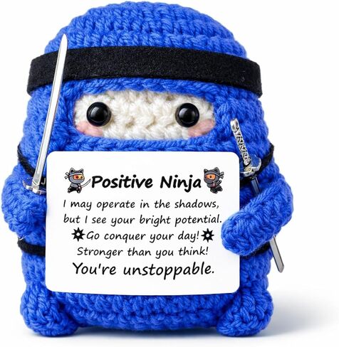 Unique Birthday Gifts for Him Her Boyfriend Crochet Ninja, Graduation Present for Women Men Handmade Amigurumi with Stainless Steel Card Desk Decor in Saudi Arabia