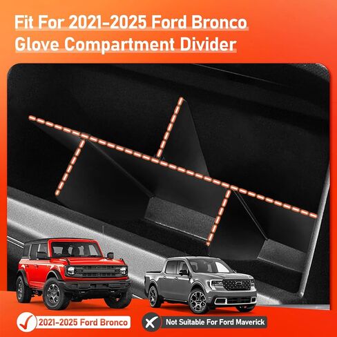 Upgraded Glove Box Organizer Insert Tray Compatible with Ford Bronco 2021-2026,Center Console Storage Divider for Bronco Interior Accessories,Storage Insert Tray with Adjustable Dividers in Saudi Arabia