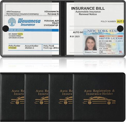 Airkit Car Registration and Insurance Holder 4 Pack, Vehicle License Document Glove Box Car Organizer, Interior Car Accessories for Essential Documents, Cards, Driver License, Black in Saudi Arabia
