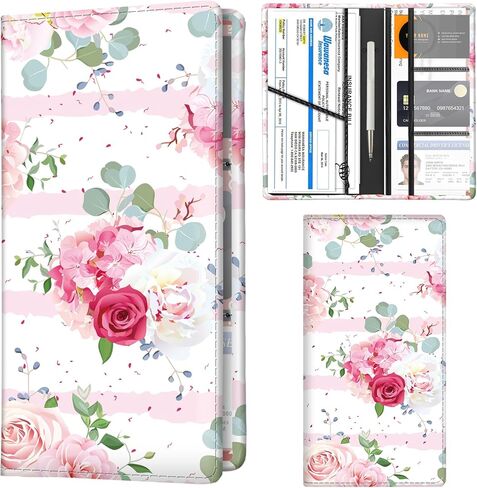 Car Registration and Insurance Holder with Magnetic Shut, Cute Vehicle Glove Box Car Organizer, Premium Interior Car Accessories for Women Men Cute Bats Flowers in Saudi Arabia