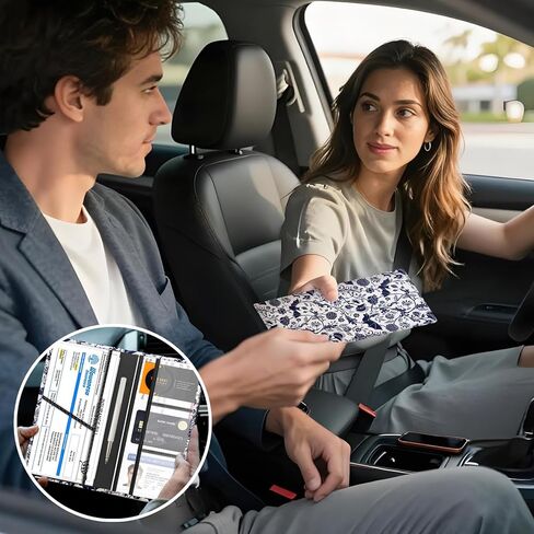 Car Registration and Insurance Holder with Magnetic Shut, Cute Vehicle Glove Box Car Organizer, Premium Interior Car Accessories for Women Men Cute Bats Flowers in Kuwait