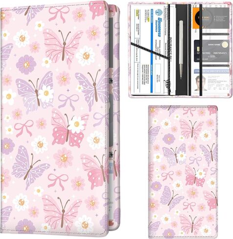 Car Registration and Insurance Holder with Magnetic Shut, Cute Vehicle Glove Box Car Organizer, Premium Interior Car Accessories for Women Men Cute Bats Flowers in Kuwait