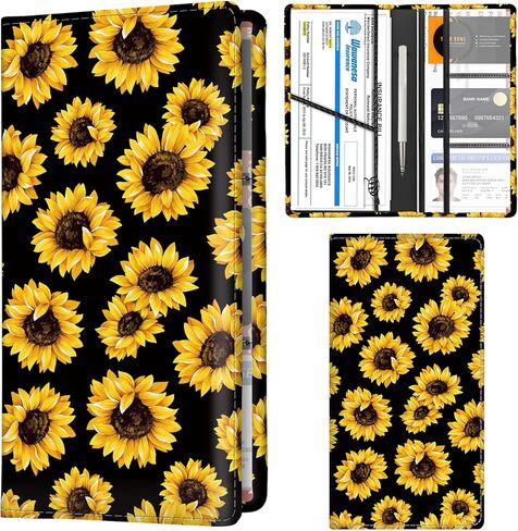 Car Registration and Insurance Holder with Magnetic Shut, Cute Vehicle Glove Box Car Organizer, Premium Interior Car Accessories for Women Men Cute Bats Flowers in Kuwait