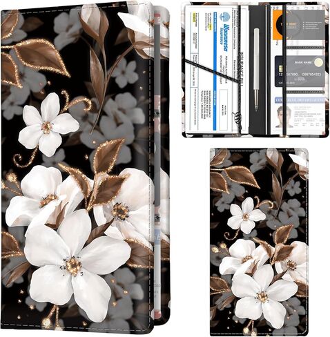 Car Registration and Insurance Holder with Magnetic Shut, Cute Vehicle Glove Box Car Organizer, Premium Interior Car Accessories for Women Men Cute Bats Flowers in Kuwait