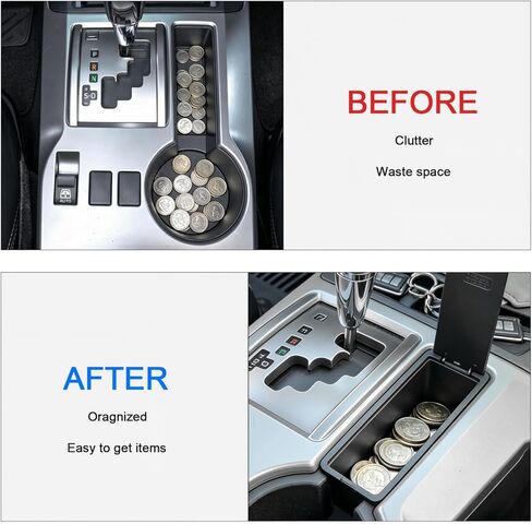 منظم صندوق العملات المعدنية JDMCAR متوافق مع ملحقات Toyota 4Runner 2010-2023 2024 مسند الذراع إدراج صندوق تخزين حامل العملات البلاستيكية ABS in Kuwait
