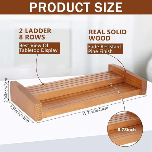 8 Row Challenge Coin Display Stand - Solid Pine Wood Rack Holds 50-70 Military, Veteran & Collector Coins, Angled Shelves for Desktop & Tabletop Display (Natural Wood Finish) in Saudi Arabia