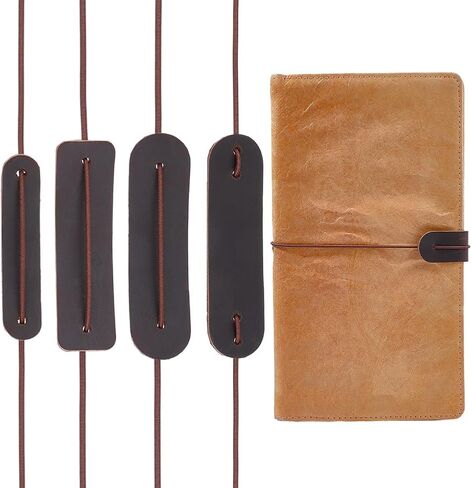 CRASPIRE 4 Size Journal Closure Strap Coffee Elastic Band for Pocket Regular A4 A5 Size Cowhide Leather Notebook Rope 1.1Yd Interlocking Bands Edge Protection Cover for TN Traveler Notebooks Planner in Kuwait