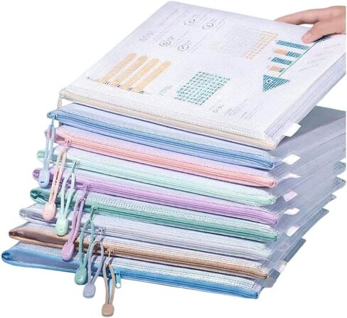 10 عبوات من أكياس ملفات بسحاب مقاس A4، وأكياس مستندات شبكية مقاومة للماء، ومجلدات بلاستيكية بسحاب متوافقة مع ألعاب الطاولة، واللوازم المكتبية، والسفر in Kuwait