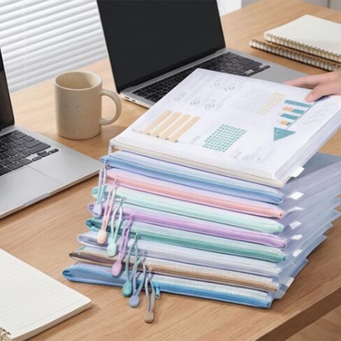 10 عبوات من أكياس ملفات بسحاب مقاس A4، وأكياس مستندات شبكية مقاومة للماء، ومجلدات بلاستيكية بسحاب متوافقة مع ألعاب الطاولة، واللوازم المكتبية، والسفر in Kuwait