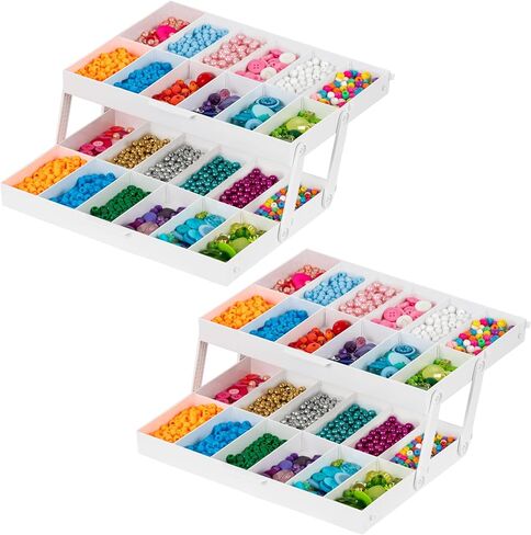 IRIS USA 2-Tier Drawer Organizer Expandable |Made in USA| Multi-Level Collapsible Organization, Comes with Dividers for Crafts, Makeup, Jewelry & Office - White in Saudi Arabia