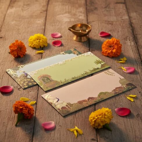 Designer Shagun Money Envelopes for Cash Set of 10 – Traditional Indian Decorative Cash Gift Envelopes, Assorted Colors, Wedding, Birthday, Christmas, Holiday, Easter, Anniversary & Greeting Cards in Saudi Arabia
