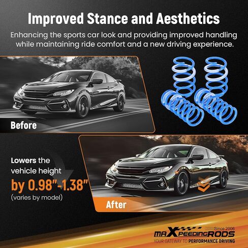 نوابض خفض maxpeedingrods لسيارة Ford Focus ST 2013-2018، SAE 9254 مجموعة خفض نوابض ملفوفة عالية الشد، أزرق in Kuwait