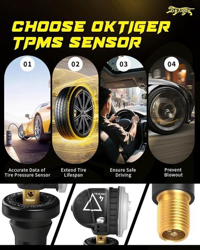 Oktiger 433MHz TPMS Sensor Pre-Programmed Fit for Gmc Acadia 2016-2022, Sierra 1500/2500/3500 2019-2022, for Cadillac XT4 2019-2022, XT5 2017-2022, XT6 2020-2022, CT6 2016-2020, for Buick, OE#13598773 in Kuwait
