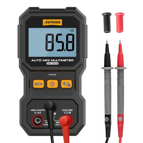 AUTOOL DM202 Auto Mini Digital Multimeter – True RMS, NCV Non-Contact Voltage Tester, Auto Range, 4000-Count Display, Automotive Electrical Diagnostic Tool - Black in Kuwait