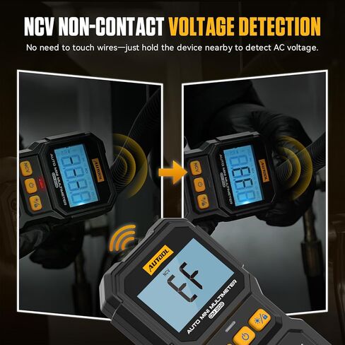 AUTOOL DM202 Auto Mini Digital Multimeter – True RMS, NCV Non-Contact Voltage Tester, Auto Range, 4000-Count Display, Automotive Electrical Diagnostic Tool - Black in Kuwait