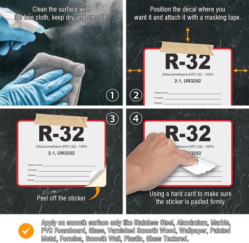 R32 HVAC/R Labels for Refrigerant Identification R-32 Color Coded Refrigerant Evacuation & Recovery Certification Tags, Vinyl Stickers, Record Vacuum Reclaim Charge Info (20 Pack) in Saudi Arabia