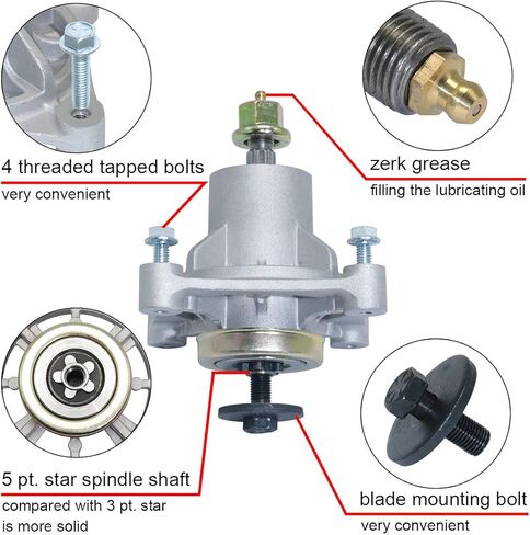 2Pcs Mower Spindle Assembly Replace AYP 174356 174358 Husqvarna 532174356 587125201 532174358 GTH2548 GT2248 GTH2248 YTH1848XP YTH2448 YTH2748 AYP 48" Decks with Tapped Bolt Zerk Grease in Kuwait