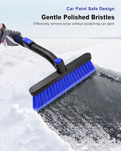 SEAAES Ice Scraper with Snow Brush for Car Windshield, Upgraded Extendable Snow Brush with Foam Grip for Truck SUV Vehicle Window - Blue in Saudi Arabia