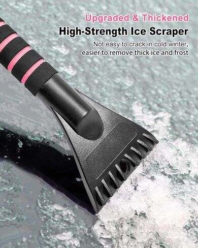 SEAAES Ice Scraper with Snow Brush for Car Windshield, Upgraded Extendable Snow Brush with Foam Grip for Truck SUV Vehicle Windows - Pink in Saudi Arabia