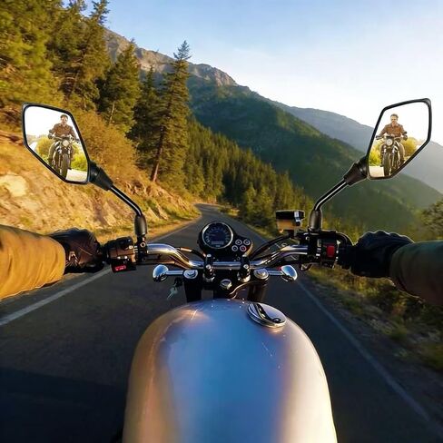 Universal 2Pcs Motorcycle Mirrors, Motorcycle Rearview Mirrors Side Mirrors with 8mm Bolt, 7/8" Handlebar Mount M8 Copatible with ATV, Dirt bike, Scooter, Moped, E-Bike in Saudi Arabia