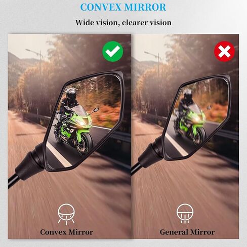 Universal 2Pcs Motorcycle Mirrors, Motorcycle Rearview Mirrors Side Mirrors with 8mm Bolt, 7/8" Handlebar Mount M8 Copatible with ATV, Dirt bike, Scooter, Moped, E-Bike in Saudi Arabia