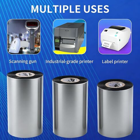 4.33'' x 984.25'（110mm x 300m) Premium Resin Enhanced Thermal Transfer PET/PVC Ribbon, 1'' Core Barcode Label Printer Resin-based Ribbon,Printer Wax Ribbon For Zebra,TSC, GoDex, Citizen（1 Roll） in Kuwait