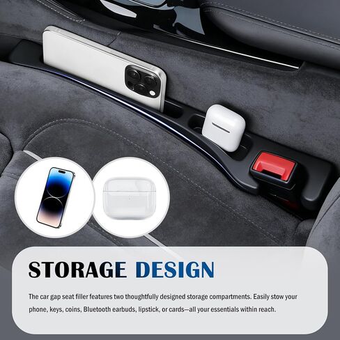Upgraded Car Seat Gap Filler Organizer Set with Non-Slip Car Coasters,in Between Car Seat Catcher with Dual Slot,Flexible Seats Gap Filler Strip for Filling Gaps & Storing Items in Saudi Arabia