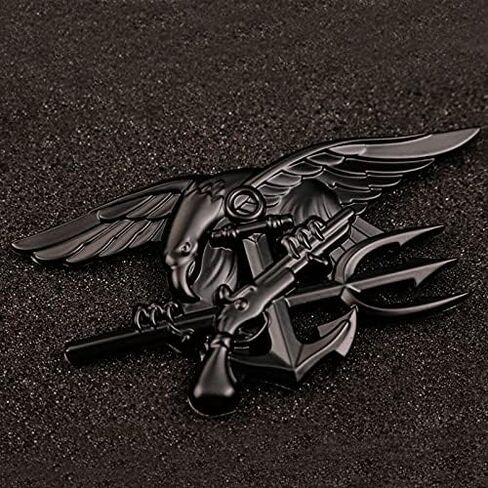 شعار سيارة معدني من Navy Seal Trident - ملصق ثلاثي الأبعاد لفريق النسر مرساة مشاة البحرية الأمريكية شارة مركبة بحرية، ملصق خارجي متين للسيارات والشاحنات وسيارات الدفع الرباعي in Kuwait