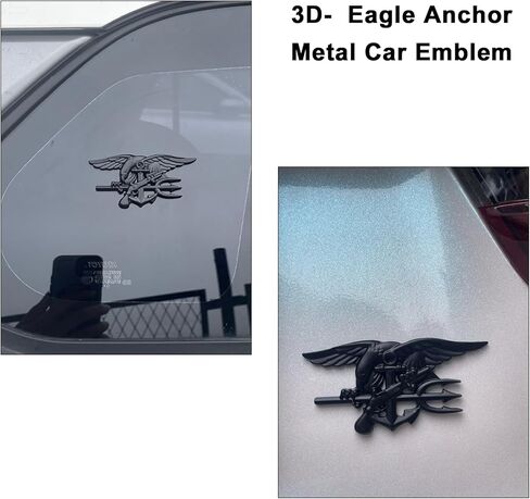 شعار سيارة معدني من Navy Seal Trident - ملصق ثلاثي الأبعاد لفريق النسر مرساة مشاة البحرية الأمريكية شارة مركبة بحرية، ملصق خارجي متين للسيارات والشاحنات وسيارات الدفع الرباعي in Kuwait