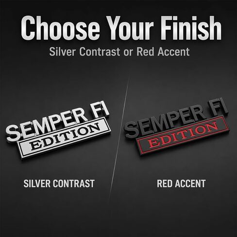 شارة معدنية لشعار السيارة Semper FI Edition، ملصق لاصق للسيارات العسكرية المخضرمة للسيارات والشاحنات وسيارات الدفع الرباعي، شارة مصد للباب الخلفي معدنية عالمية (لونان) in Kuwait