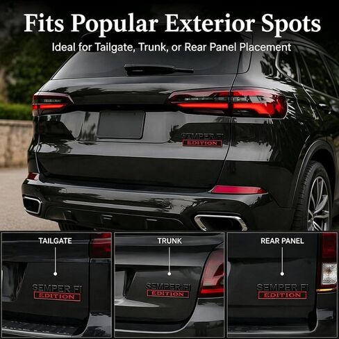شارة معدنية لشعار السيارة Semper FI Edition، ملصق لاصق للسيارات العسكرية المخضرمة للسيارات والشاحنات وسيارات الدفع الرباعي، شارة مصد للباب الخلفي معدنية عالمية (لونان) in Kuwait