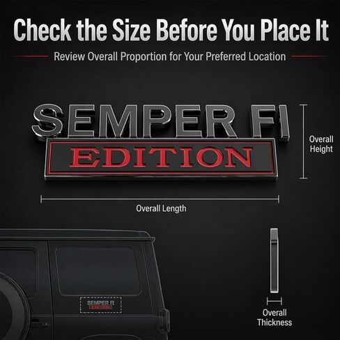 شارة معدنية لشعار السيارة Semper FI Edition، ملصق لاصق للسيارات العسكرية المخضرمة للسيارات والشاحنات وسيارات الدفع الرباعي، شارة مصد للباب الخلفي معدنية عالمية (لونان) in Kuwait