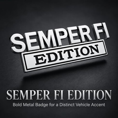 شارة معدنية لشعار السيارة Semper FI Edition، ملصق لاصق للسيارات العسكرية المخضرمة للسيارات والشاحنات وسيارات الدفع الرباعي، شارة مصد للباب الخلفي معدنية عالمية (لونان) in Kuwait