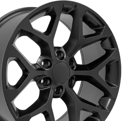 إطارات OE Wheels CV98B مقاس 20 بوصة تناسب طراز Silverado 1500 Snowflake 6x139.7 20x9 أسود ساتان - هولاندر 5668 (1) in Kuwait