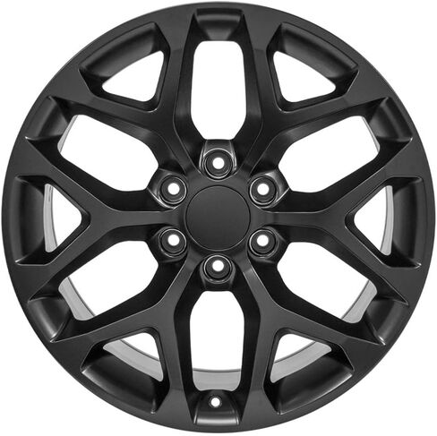 إطارات OE Wheels CV98B مقاس 20 بوصة تناسب طراز Silverado 1500 Snowflake 6x139.7 20x9 أسود ساتان - هولاندر 5668 (1) in Kuwait