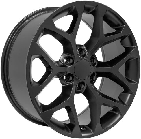 إطارات OE Wheels CV98B مقاس 20 بوصة تناسب طراز Silverado 1500 Snowflake 6x139.7 20x9 أسود ساتان - هولاندر 5668 (1) in Kuwait