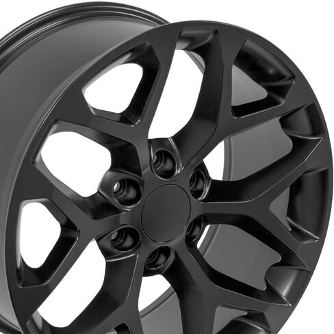 إطارات OE Wheels CV98B مقاس 20 بوصة تناسب طراز Silverado 1500 Snowflake 6x139.7 20x9 أسود ساتان - هولاندر 5668 (1) in Kuwait