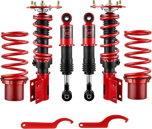 EVIL ENERGY Coilovers Compatible for Hyundai Veloster FS 2012 2013 2014 2015, Height Adjustable Suspension Coilovers Lowering Kit, Red in Kuwait