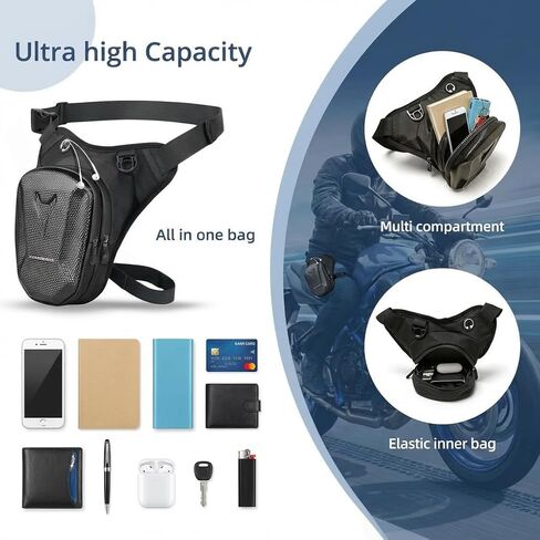 Motorcycle Leg Bag for Men&Women—Adjustable Drop Leg Bags&Tactical Thigh Bag for Hiking, Cycling, Riding, Fishing&Outdoor Activities—Complimentary keychain in Saudi Arabia