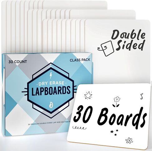 Dry Erase Boards [30pc Double Sided] Lapboards with ClearWipe Coating! Small White Boards - 9" x 12" Mini White Boards for Students, Classroom Teacher Supplies in Saudi Arabia