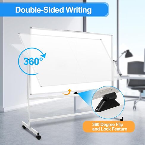 Large Rolling White Board - Double Sided Mobile Whiteboard 60 x 48 Inches, Magnetic Dry Erase Board Easel Standing Board on Wheels, for Classroom Office and Home in Saudi Arabia