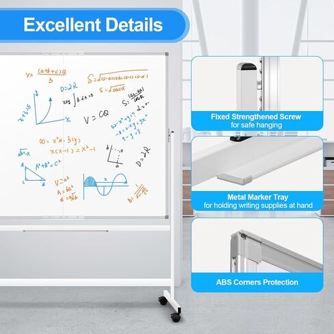 Large Rolling White Board - Double Sided Mobile Whiteboard 60 x 48 Inches, Magnetic Dry Erase Board Easel Standing Board on Wheels, for Classroom Office and Home in Saudi Arabia