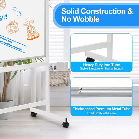 Large Rolling White Board - Double Sided Mobile Whiteboard 60 x 48 Inches, Magnetic Dry Erase Board Easel Standing Board on Wheels, for Classroom Office and Home in Saudi Arabia