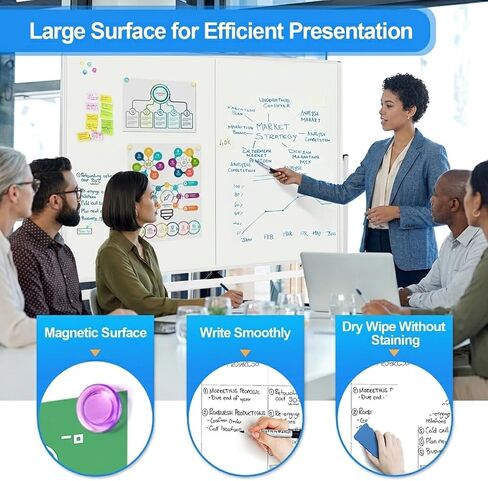 Large Rolling White Board - Double Sided Mobile Whiteboard 60 x 48 Inches, Magnetic Dry Erase Board Easel Standing Board on Wheels, for Classroom Office and Home in Saudi Arabia