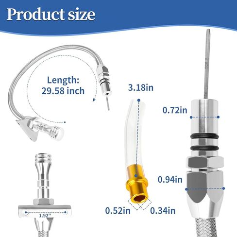 TH350/TH400 Flexible Transmission Oil Dipstick Compatible with GM Chevy 4L80E 4L60E 700R4, Firewall Mount Locking Dipstick Stainless Braided Hose (Silver) in Saudi Arabia