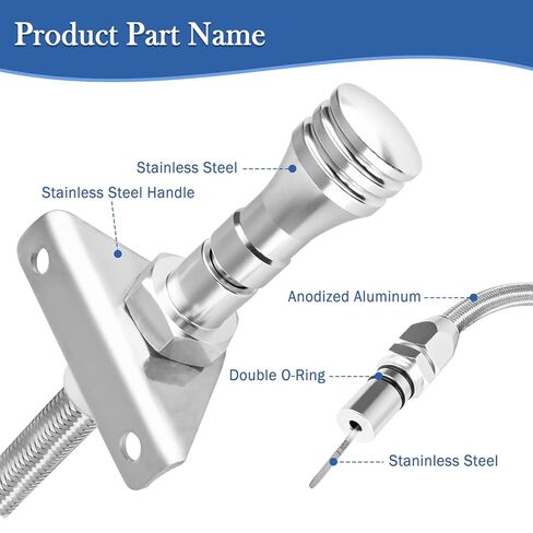 TH350/TH400 Flexible Transmission Oil Dipstick Compatible with GM Chevy 4L80E 4L60E 700R4, Firewall Mount Locking Dipstick Stainless Braided Hose (Silver) in Saudi Arabia