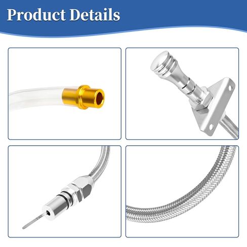 TH350/TH400 Flexible Transmission Oil Dipstick Compatible with GM Chevy 4L80E 4L60E 700R4, Firewall Mount Locking Dipstick Stainless Braided Hose (Silver) in Saudi Arabia